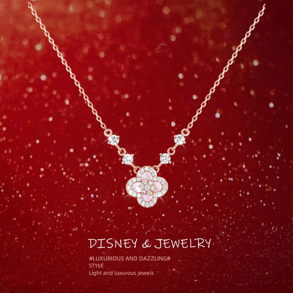 🏆 [Disney Official] Dây Chuyền Clover 4 Lá Disney Chính Hãng - Mạ Vàng 18K Không Phai Màu - Quà Tặng May Mắn - 100% Authentic - Freeship