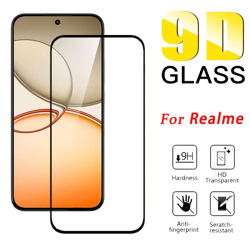 Kính cường lực 9D bảo vệ toàn màn hình dành cho Realme Note 60X 60 50 15 15T 15X 14 14T 14X 13 13+ 12 12+ 11 11X 10 9 8 7 6 5 3 Pro 10T 9i 8i 7i 6i 5i 5s Q Plus Pro+ 4G 5G 2025