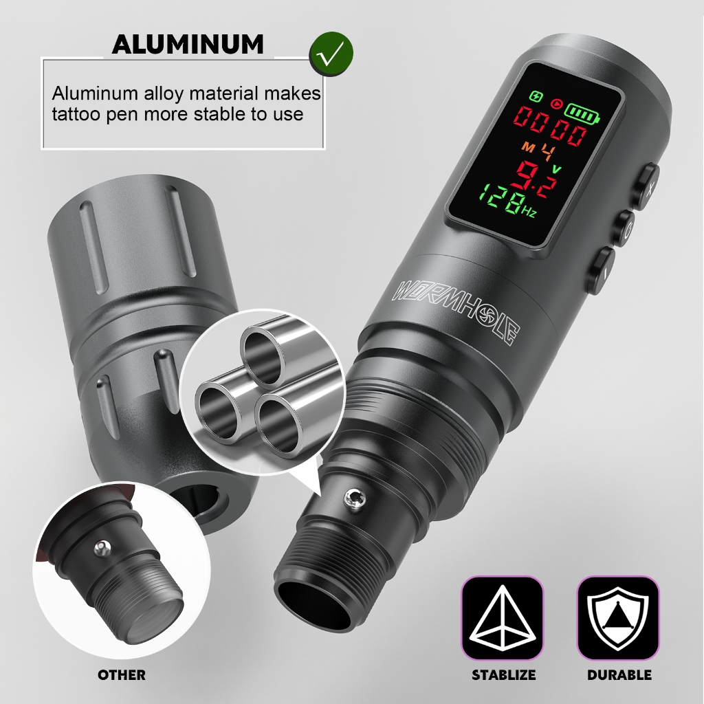1800mAh TUYỆT VỜI Nhôm Bút xăm Màn hình LED Máy quay
