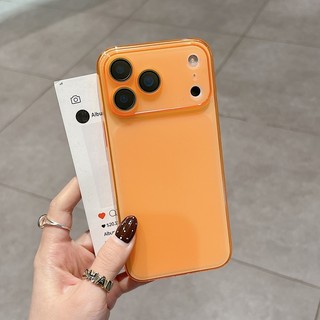Siêu mỏng mờ màu cam TPU chống vàng bán trong suốt có vỏ điện thoại phim ống kính tích hợp phù hợp cho iPhone 11 12 13 14 15 16 17 Pro Max bao gồm tất cả vỏ mềm chống rơi