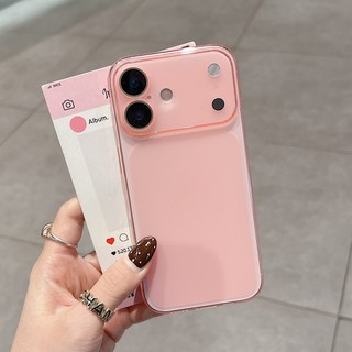 Vỏ điện thoại phim ống kính tự động siêu mỏng màu hồng mờ chống vàng bán trong suốt phù hợp cho iPhone 11 12 13 14 15 16 17 Pro Max bao gồm tất cả vỏ mềm silicon chống rơi