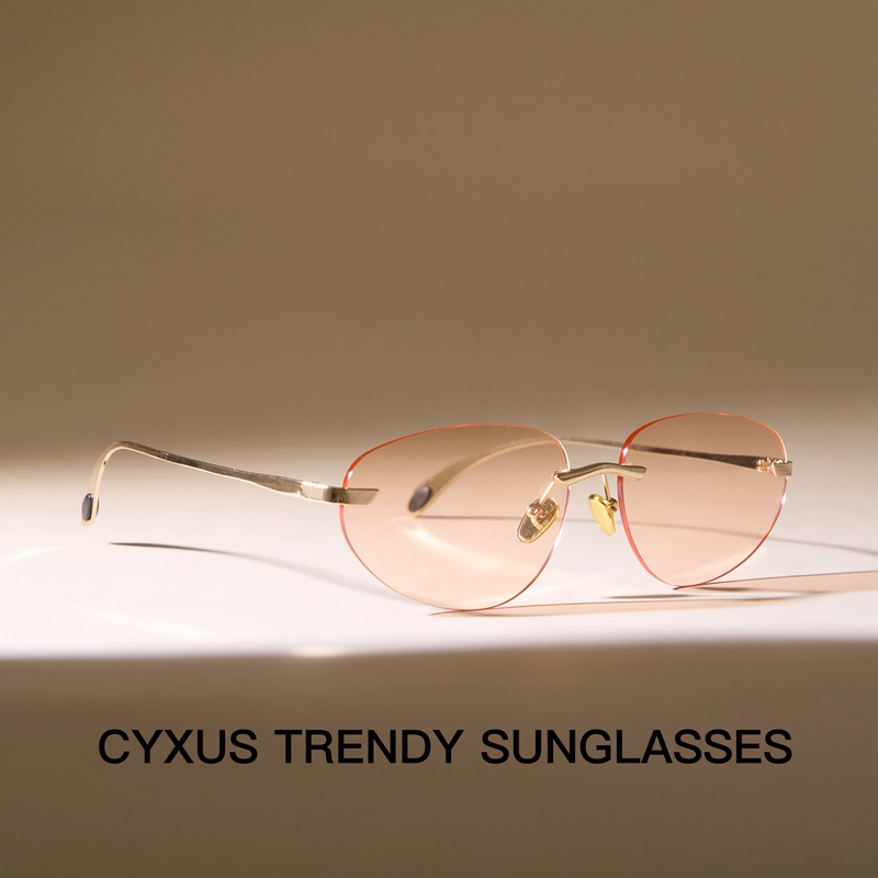 Cyxus Kính Mát Không Viền Kiểu Mắt Mèo Gọng Kim Loại Chống Tia UV400 Thời Trang Cho Cả Nam Và Nữ 1172