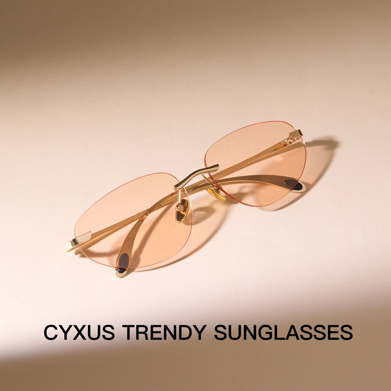Cyxus Kính Mát Không Viền Kiểu Mắt Mèo Gọng Kim Loại Chống Tia UV400 Thời Trang Cho Cả Nam Và Nữ 1172