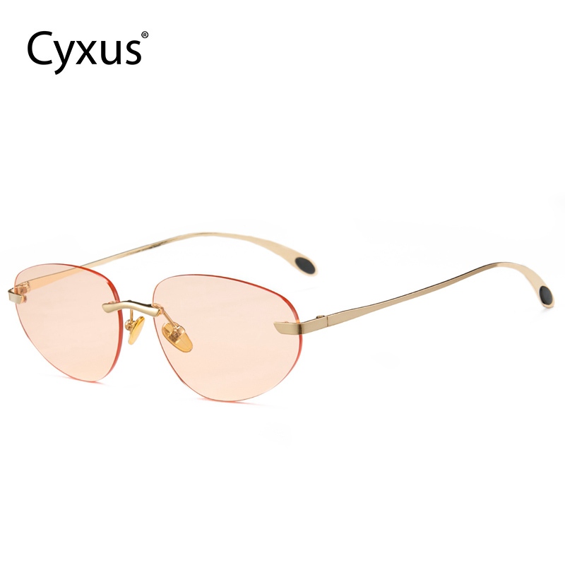 Cyxus Kính Mát Không Viền Kiểu Mắt Mèo Gọng Kim Loại Chống Tia UV400 Thời Trang Cho Cả Nam Và Nữ 1172