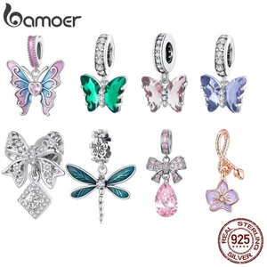 Bamoer Bạc 925 Mặt Dây Chuyền Đầy Màu Sắc Bướm Và Chuồn Chuồn Ngộ nghĩnh DIY Quà Tặng Phụ Kiện Thời Trang Phù Hợp Với wth Vòng Tay