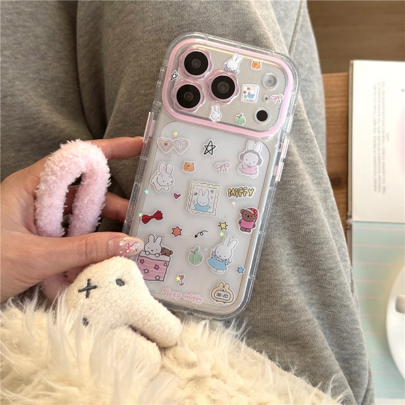 IPhone 17 Pro max 16 Pro họa tiết thỏ Chất liệu TPU nhúng trong vỏ điện thoại xử lý keo