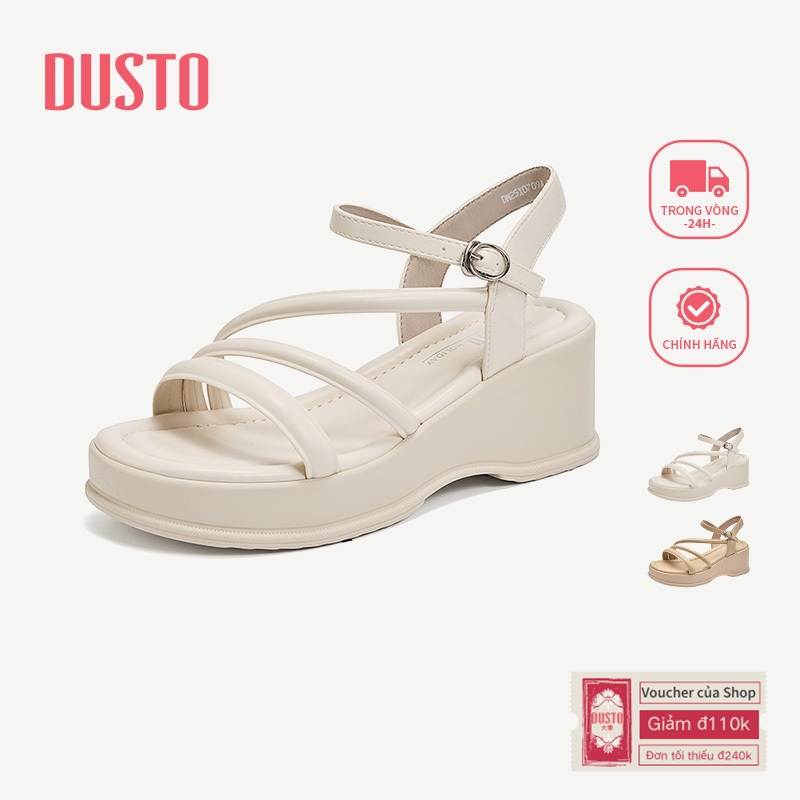 Giày Sandal DUSTO Nữ Nêm Màu Trơn Đơn Giản 6.5cm DWC000290A/DW25X0709A