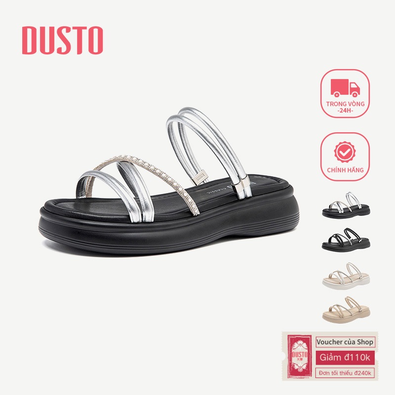 Giày Sandal Đế Bằng DUSTO Dép Nữ Giày Nữ Phong Cách Mới Phẳng Giữa Gót Nhẹ Thoải Mái Hai Cách Mặc DWC000258A / DW25X0250A