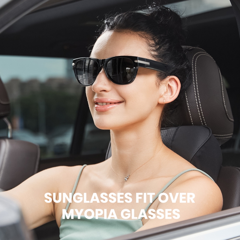 Cyxus Kính Mát Gương Phân Cực Đeo Chồng Cho Nam Nữ Gọng Vuông TR90 Ôm Sát Chống Tia UV400 Chuyên Dụng Lái Xe 1118