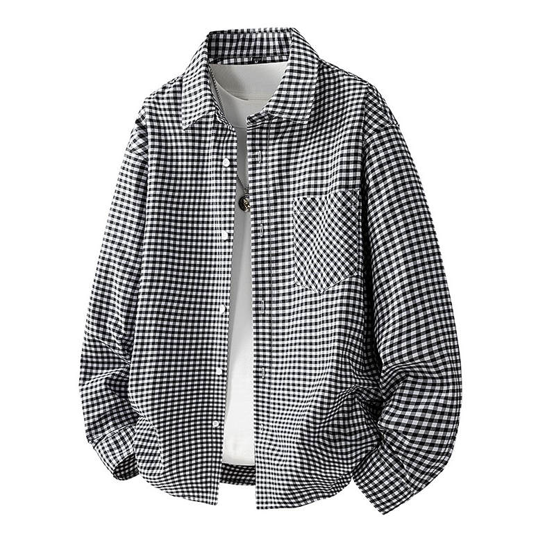 Áo sơ mi nam công sở màu đỏ và đen, chất liệu cotton, kẻ sọc, tay dài phù hợp hàng ngày