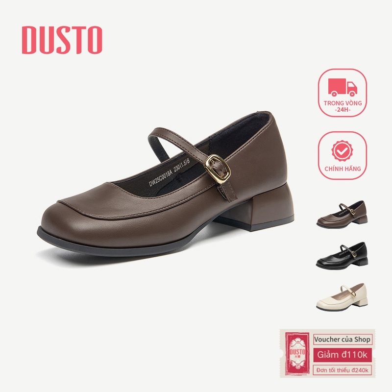 DUSTO Dày Gót Mary Jane Giày Nữ Giữa Gót 3.5cm Tính Khí Ngón Chân Vuông DW25C0018A /