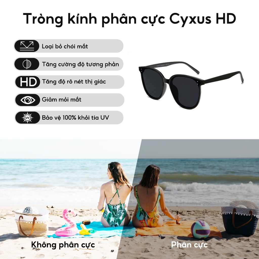 Cyxus Kính Phân Cực Chống Tia UV400 Chống Chói Cho Cả Nam Và Nữ Phù Hợp Lái Xe Và Cắm Trại 1902