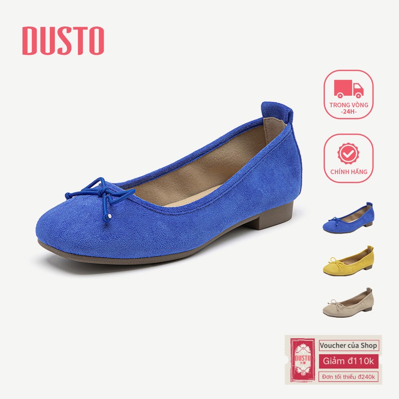 DUSTO Giày Búp Bê Nữ Pháp Mũi Vuông Giày Nữ Đế Mềm Giày Ba Lê Gót Thấp Thuyền DW26C0210A