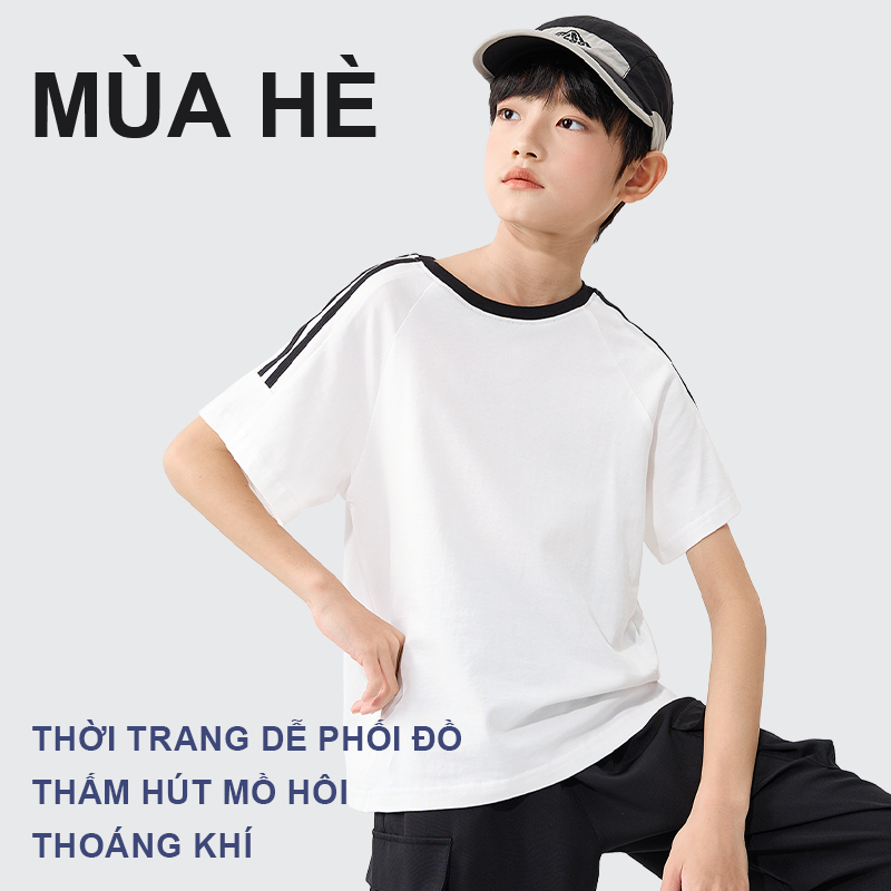 W.G.Q Áo thun bé trai , vải Cotton nguyên chất, mềm mại thoải mái khi in tai nghe, thời trang thấm mồ hôi thoáng khí
