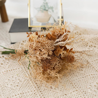 Hoa Giả Decor Vintage Bó Lụa Khô Nâu Tây Trang Trí Phòng Khách Bàn Làm Việc Bắc Âu Cổ Điển Phụ Kiện Chụp Ảnh Studio Cưới Cô Dâu Quà Tặng Sang Trọng Cành Cây Nhân Tạo Lá Khuynh Diệp 35cm