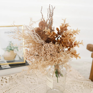 Hoa Giả Decor Vintage Bó Lụa Khô Nâu Tây Trang Trí Phòng Khách Bàn Làm Việc Bắc Âu Cổ Điển Phụ Kiện Chụp Ảnh Studio Cưới Cô Dâu Quà Tặng Sang Trọng Cành Cây Nhân Tạo Lá Khuynh Diệp 35cm