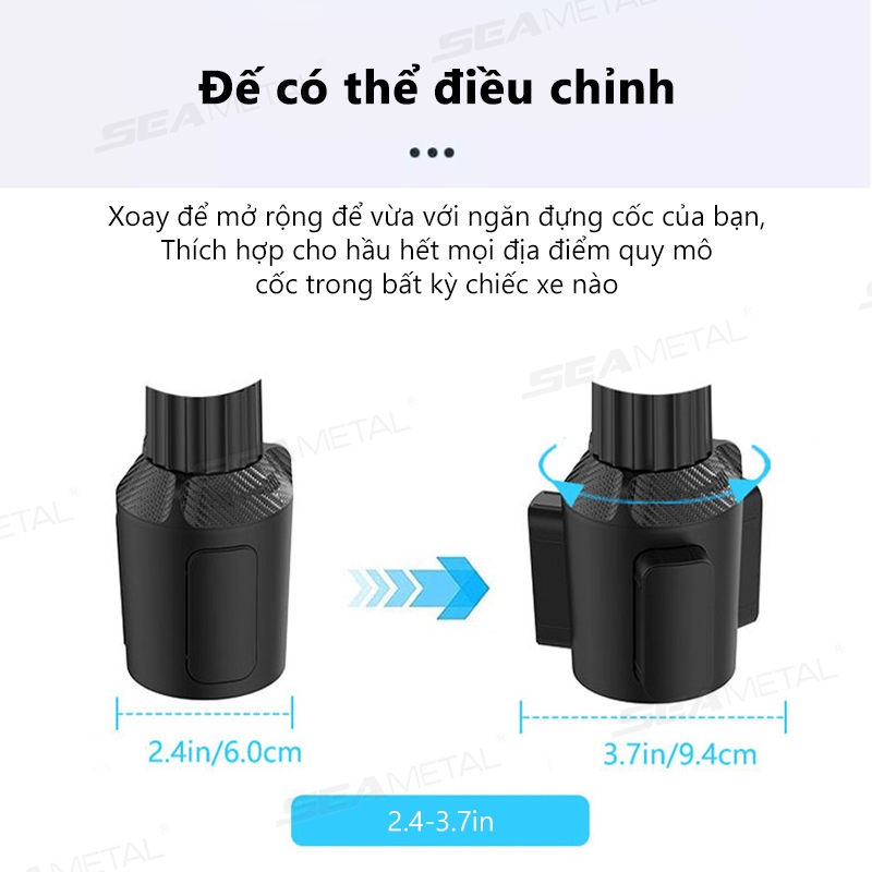SEAMETAL Giá đỡ cốc trên xe hơi có khay kéo dài, thích hợp để đựng thức ăn, đồ uống, đồ ăn nhẹ và là vật dụng đa năng