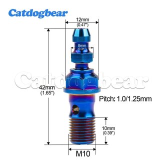 Catdogbear Titan Bolt M10x1.0 / 1.25mm Banjo Bolt cho Brembo Phanh Lin & Bu lông ly hợp một lỗ có van chảy máu