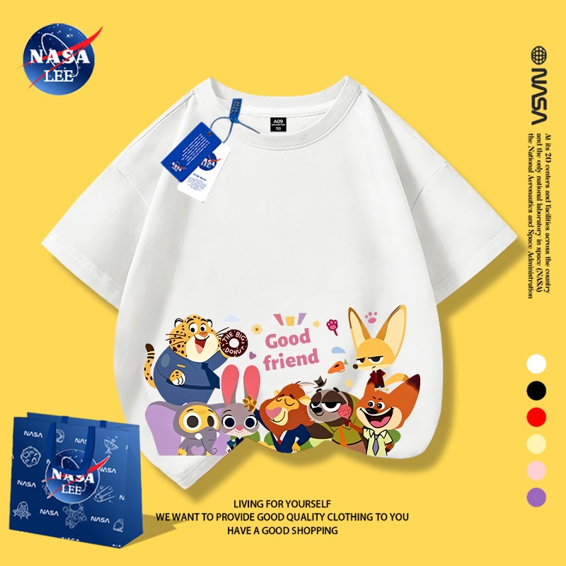 NASA Pure Cotton Tay Ngắn 2026 Phong Cách Mới Trẻ Em Tay Ngắn Mềm Mại Thoải Mái Thời Trang Năm Ngựa Phù Hợp Với