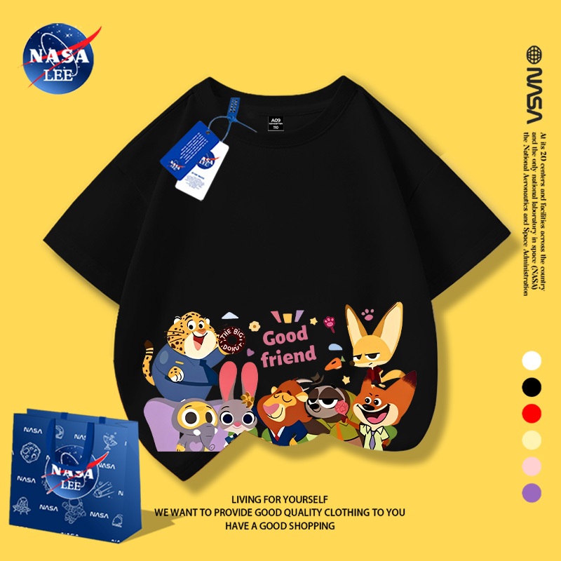 NASA Pure Cotton Tay Ngắn 2026 Phong Cách Mới Trẻ Em Tay Ngắn Mềm Mại Thoải Mái Thời Trang Năm Ngựa Phù Hợp Với