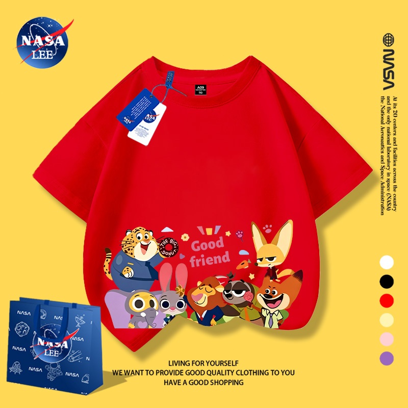 NASA Pure Cotton Tay Ngắn 2026 Phong Cách Mới Trẻ Em Tay Ngắn Mềm Mại Thoải Mái Thời Trang Năm Ngựa Phù Hợp Với