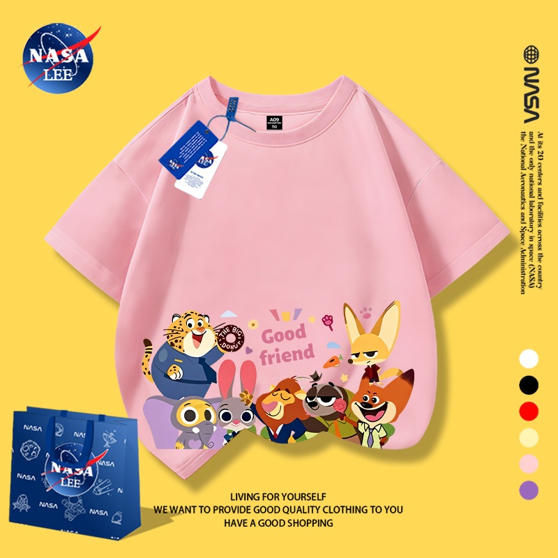 NASA Pure Cotton Tay Ngắn 2026 Phong Cách Mới Trẻ Em Tay Ngắn Mềm Mại Thoải Mái Thời Trang Năm Ngựa Phù Hợp Với