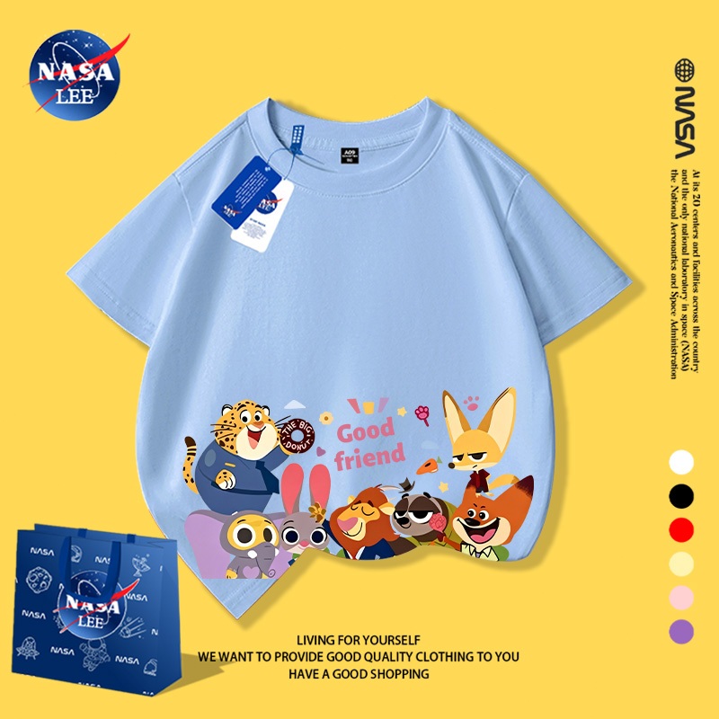 NASA Pure Cotton Tay Ngắn 2026 Phong Cách Mới Trẻ Em Tay Ngắn Mềm Mại Thoải Mái Thời Trang Năm Ngựa Phù Hợp Với
