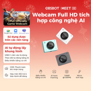 [BẢO HÀNH 1 ĐỔI 1] Camera AI OBSBOT Meet SE 1080P 100FPS Full HD Cho PC, Webcam, Laptop Livestream, Quay Video Với Tính Năng Căn Khung AI, Cử Chỉ Bằng Tay