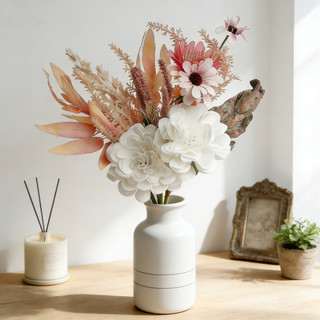 Hoa Giả Decor Bó Hoa Lụa Thược Dược Cúc Cao Cấp Trang Trí Phòng Khách Phong Cách Bắc Âu Ins Vintage Đạo Cụ Chụp Ảnh Tiệc Cưới Bàn Làm Việc Quà Tặng