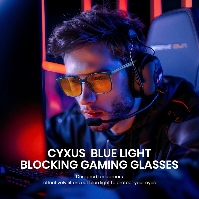 Cyxus Kính Chơi Game Chống Ánh Sáng Xanh Có Hại Gọng Vuông TR90 Lọc Tia UV Giảm Mỏi Mắt Cho Game Thủ 8083Z