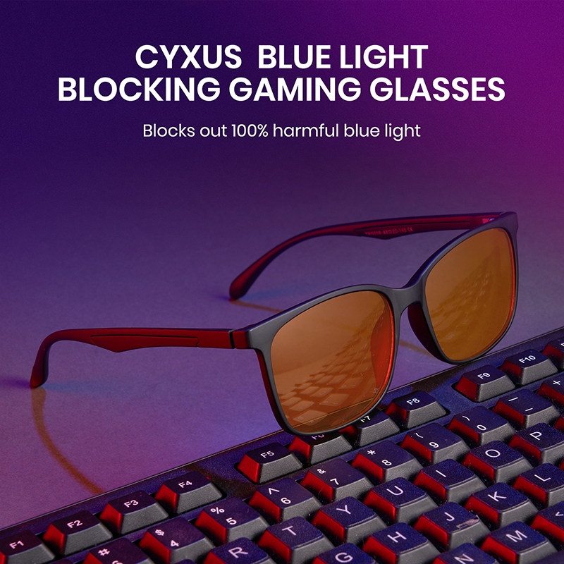 Cyxus Kính Chơi Game Chống Ánh Sáng Xanh Có Hại Gọng Vuông TR90 Lọc Tia UV Giảm Mỏi Mắt Cho Game Thủ 8083Z