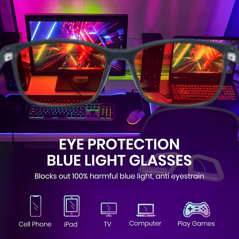Cyxus Kính Chơi Game Chống Ánh Sáng Xanh Có Hại Gọng Vuông TR90 Lọc Tia UV Giảm Mỏi Mắt Cho Game Thủ 8083Z