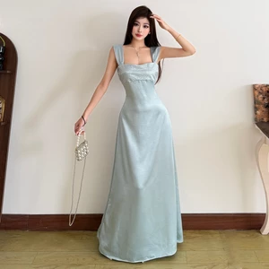 Klalien Đầm Maxi Skinny Cut Phong Cách Vintage Thích Hợp Mùa Hè