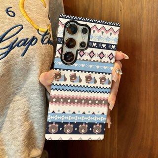 Ốp bảo vệ họa tiết gấu Fair Isle thích hợp cho Samsung s26 s26ultra s22u s23 plus s23FE s24 s25 plus A55 A56 A36 ốp điện thoại di động
