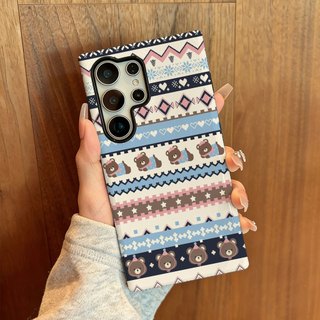 Ốp bảo vệ họa tiết gấu Fair Isle thích hợp cho Samsung s26 s26ultra s22u s23 plus s23FE s24 s25 plus A55 A56 A36 ốp điện thoại di động