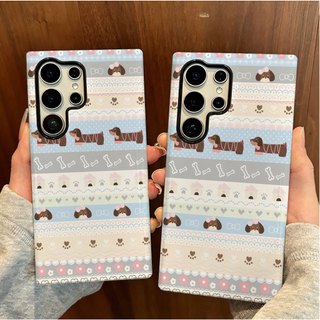 Ốp bảo vệ họa tiết Fair Isle Dachshund thích hợp cho Samsung s26 s26ultra s22u s23 plus s23FE s24 s25 plus A55 A56 A36 ốp điện thoại di động
