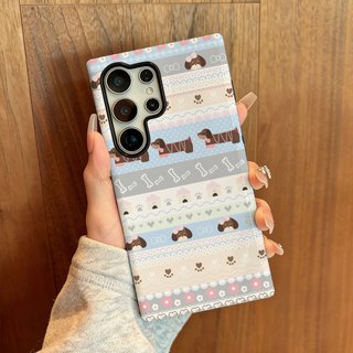 Ốp bảo vệ họa tiết Fair Isle Dachshund thích hợp cho Samsung s26 s26ultra s22u s23 plus s23FE s24 s25 plus A55 A56 A36 ốp điện thoại di động