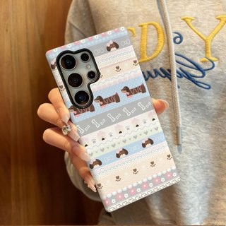 Ốp bảo vệ họa tiết Fair Isle Dachshund thích hợp cho Samsung s26 s26ultra s22u s23 plus s23FE s24 s25 plus A55 A56 A36 ốp điện thoại di động