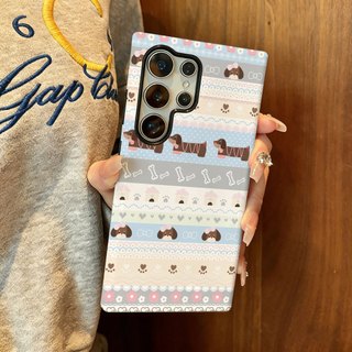 Ốp bảo vệ họa tiết Fair Isle Dachshund thích hợp cho Samsung s26 s26ultra s22u s23 plus s23FE s24 s25 plus A55 A56 A36 ốp điện thoại di động