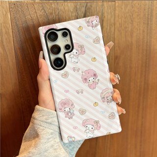 Ốp bảo vệ họa tiết My Melody sọc màu hồng phù hợp cho Samsung s26 s26ultra s22u s23 plus s23FE s24 s25 plus A55 A56 A36 ốp điện thoại di động
