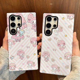 Ốp bảo vệ họa tiết My Melody sọc màu hồng phù hợp cho Samsung s26 s26ultra s22u s23 plus s23FE s24 s25 plus A55 A56 A36 ốp điện thoại di động
