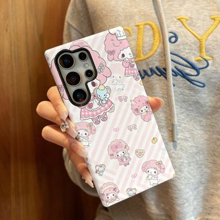 Ốp bảo vệ họa tiết My Melody sọc màu hồng phù hợp cho Samsung s26 s26ultra s22u s23 plus s23FE s24 s25 plus A55 A56 A36 ốp điện thoại di động