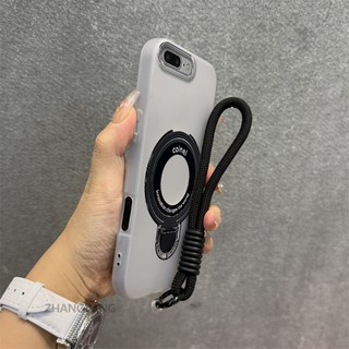 Ốp Lưng Cho iPhone 7 Plus iPhone 8 Plus 2 Trong 1 Vỏ Điện Thoại Màu Kẹo Thẩm Mỹ Silicon Mềm Có Giá Đỡ Điện Thoại Kim Loại Và Dây Buộc