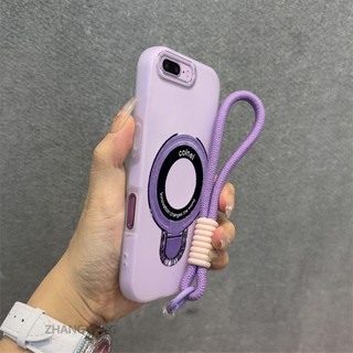 Ốp Lưng Cho iPhone 7 Plus iPhone 8 Plus 2 Trong 1 Vỏ Điện Thoại Màu Kẹo Thẩm Mỹ Silicon Mềm Có Giá Đỡ Điện Thoại Kim Loại Và Dây Buộc