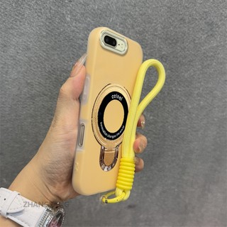 Ốp Lưng Cho iPhone 7 Plus iPhone 8 Plus 2 Trong 1 Vỏ Điện Thoại Màu Kẹo Thẩm Mỹ Silicon Mềm Có Giá Đỡ Điện Thoại Kim Loại Và Dây Buộc