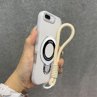 Ốp Lưng Cho iPhone 7 Plus iPhone 8 Plus 2 Trong 1 Vỏ Điện Thoại Màu Kẹo Thẩm Mỹ Silicon Mềm Có Giá Đỡ Điện Thoại Kim Loại Và Dây Buộc