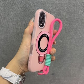 Ốp Lưng Cho OPPO A38 A18 A60 Vỏ Điện Thoại Màu Kẹo 2 Trong 1 Silicon Mềm Thẩm Mỹ Có Giá Đỡ Điện Thoại Kim Loại Và Dây Buộc