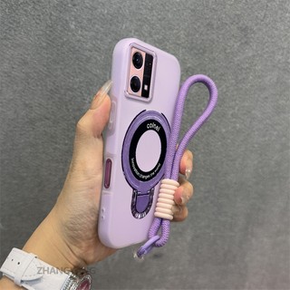 Ốp Lưng Cho OPPO Reno 7 4G Reno 8 4G 2 Trong 1 Vỏ Điện Thoại Màu Kẹo Thẩm Mỹ Silicon Mềm Có Giá Đỡ Điện Thoại Kim Loại Và Dây Buộc