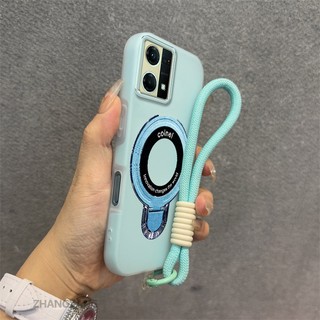 Ốp Lưng Cho OPPO Reno 7 4G Reno 8 4G 2 Trong 1 Vỏ Điện Thoại Màu Kẹo Thẩm Mỹ Silicon Mềm Có Giá Đỡ Điện Thoại Kim Loại Và Dây Buộc