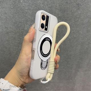 Ốp Lưng Cho OPPO Reno 7 4G Reno 8 4G 2 Trong 1 Vỏ Điện Thoại Màu Kẹo Thẩm Mỹ Silicon Mềm Có Giá Đỡ Điện Thoại Kim Loại Và Dây Buộc